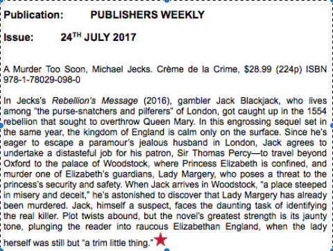 Starred review in 'Publishers' Weekly'